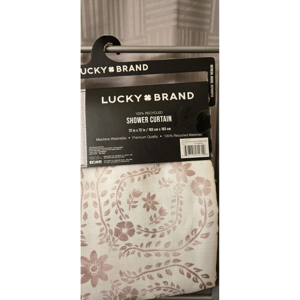Lucky Brand Shower Curtain Watercolor Meadow Flowers Clover Medallion 72x72 NEW